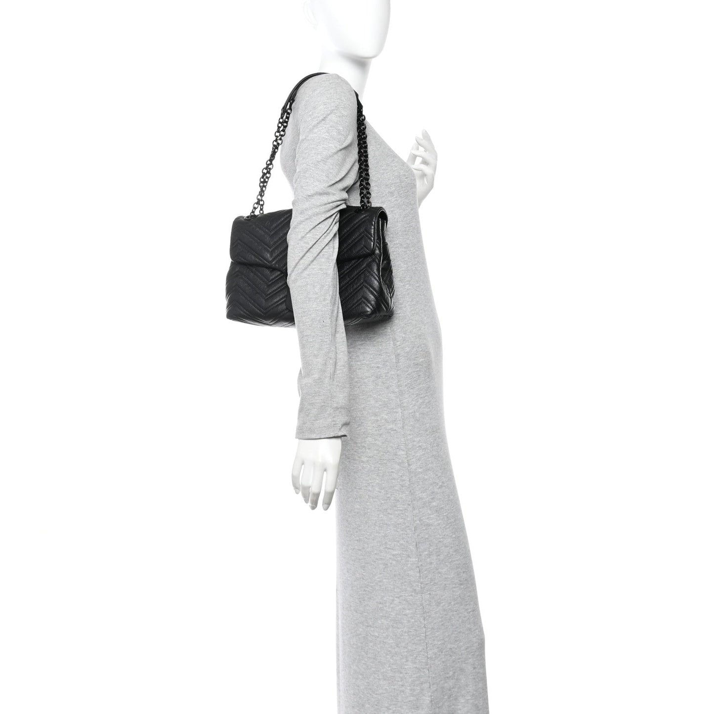 Soft Calfskin Matelasse Medium GG Marmont Shoulder Bag Black