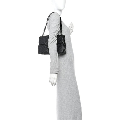 Soft Calfskin Matelasse Medium GG Marmont Shoulder Bag Black