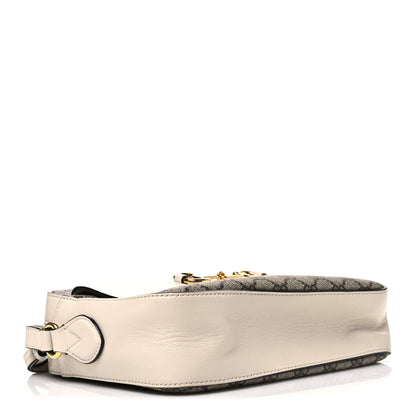 GG Supreme Monogram Small Horsebit 1955 Shoulder Bag Beige Mystic White