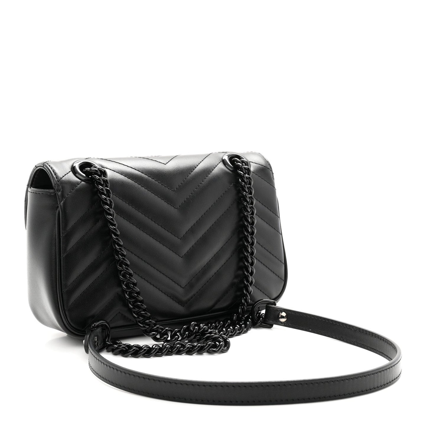 Calfskin Matelasse Monochrome Mini GG Marmont Shoulder Bag Black