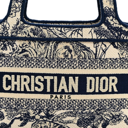 Canvas Embroidered Mini Toile De Jouy Book Tote Blue