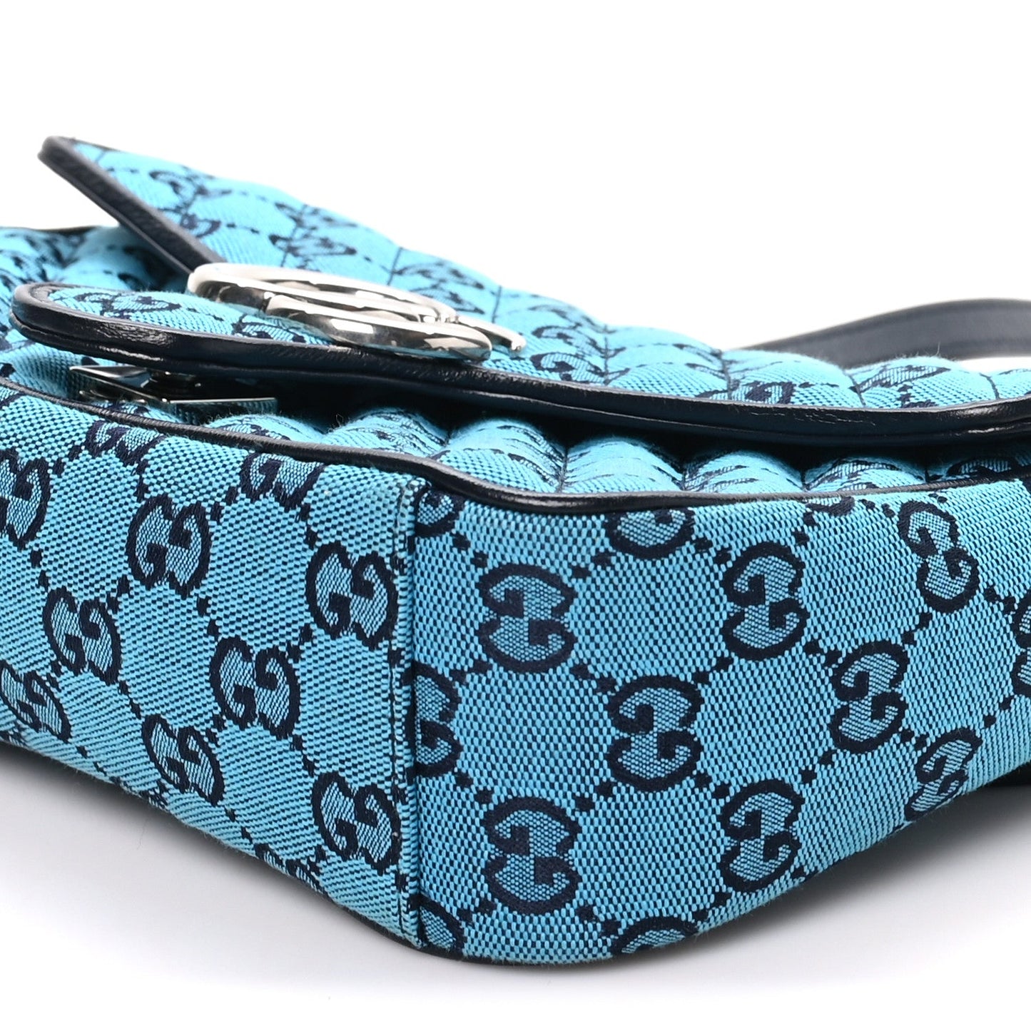 Monogram Multicolor Matelasse Diagonal Small GG Marmont Shoulder Bag Light Blue