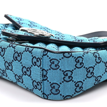 Monogram Multicolor Matelasse Diagonal Small GG Marmont Shoulder Bag Light Blue