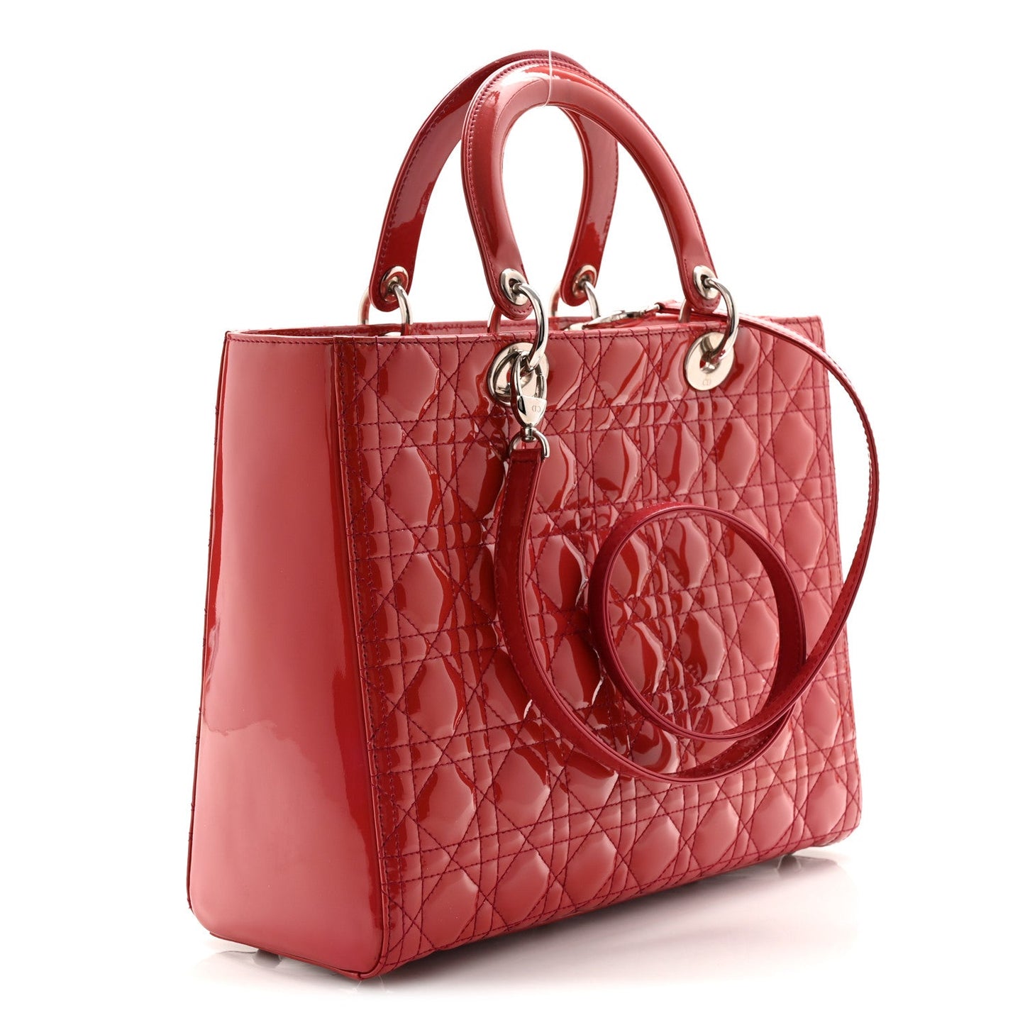 Patent Cannage Large Lady Dior Fuchsia