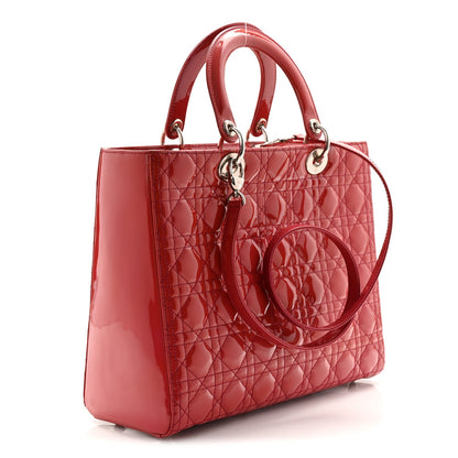Patent Cannage Large Lady Dior Fuchsia