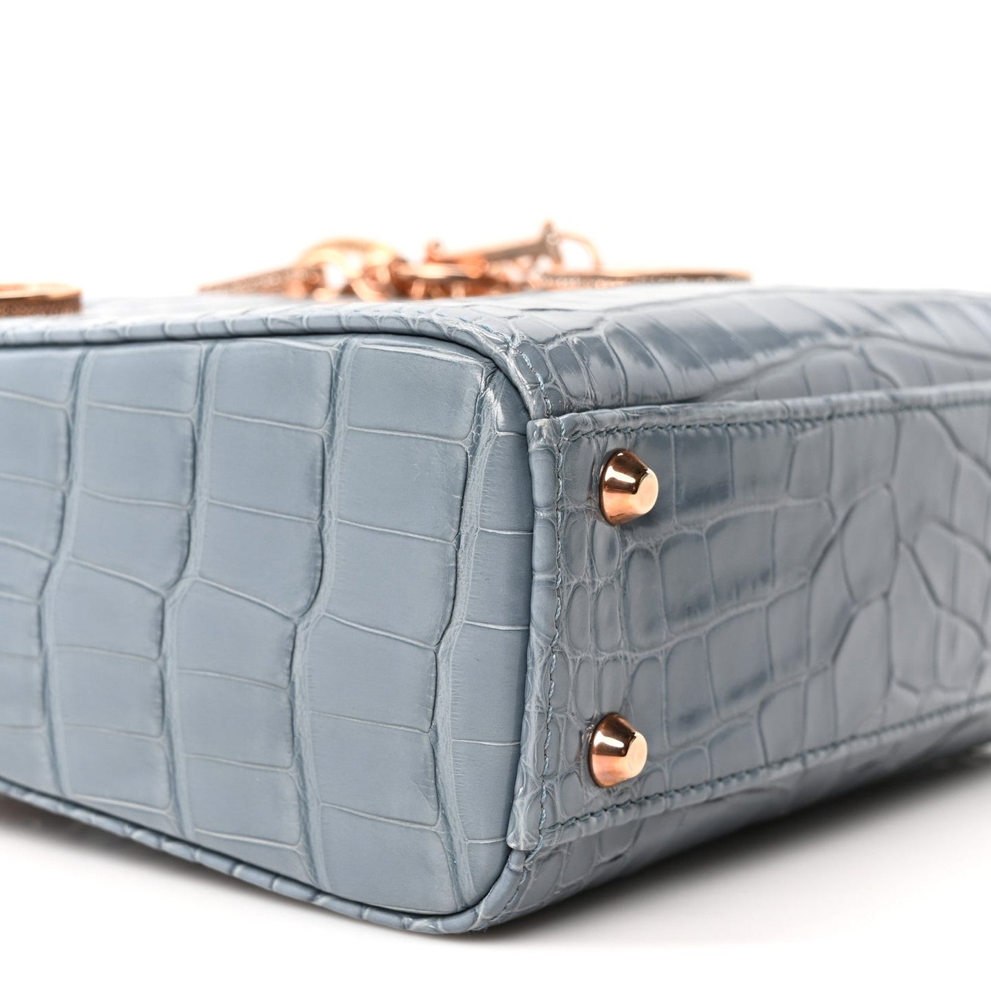 Alligator Crystal Mini Lady Dior Blue