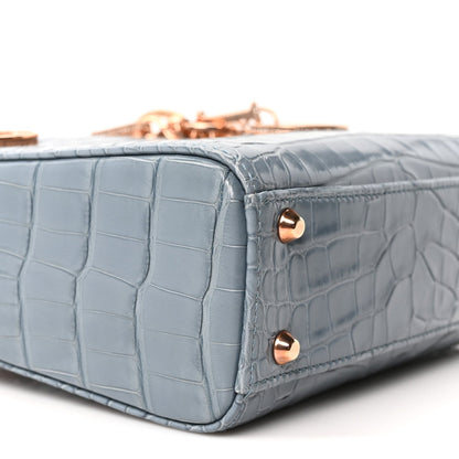 Alligator Crystal Mini Lady Dior Blue