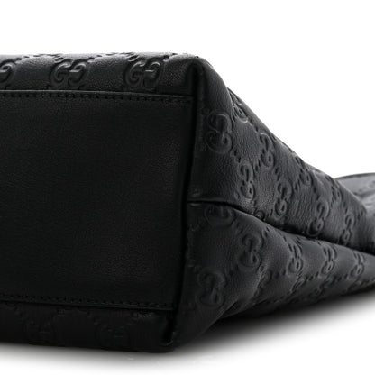 Guccissima Medium Zippered Shopping Tote Black