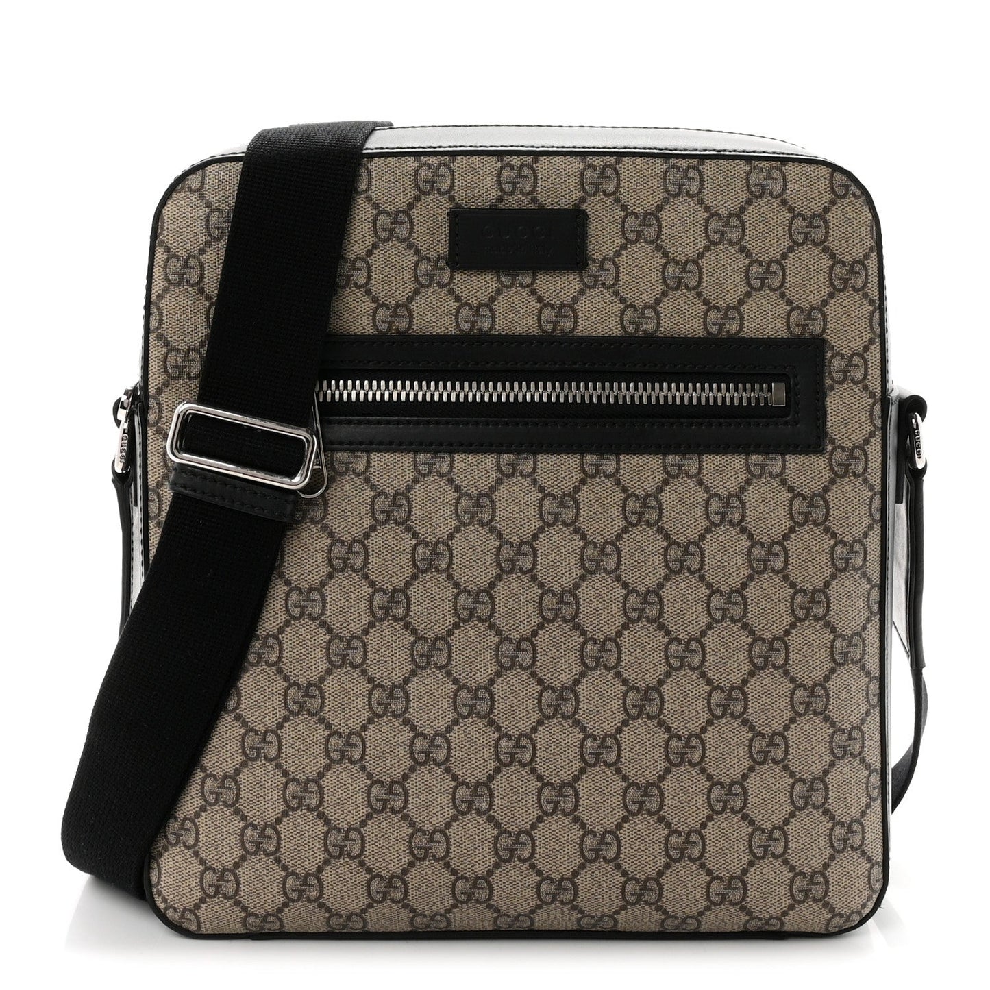 GG Supreme Monogram Flat Messenger Bag Beige Black New Acero