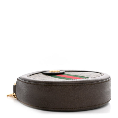 GG Supreme Monogram Web Mini Ophidia Round Shoulder Bag Brown