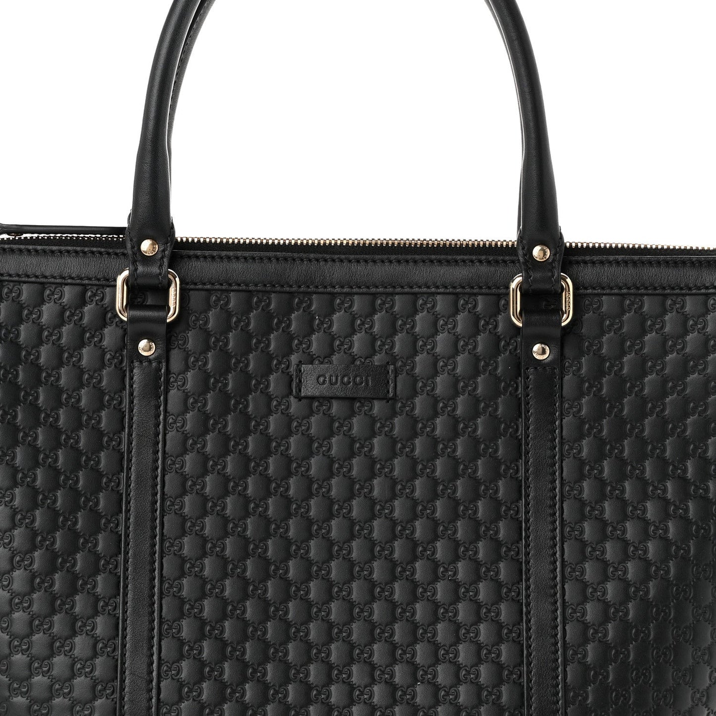 Soft Microguccissima Small Zippered Satchel Black