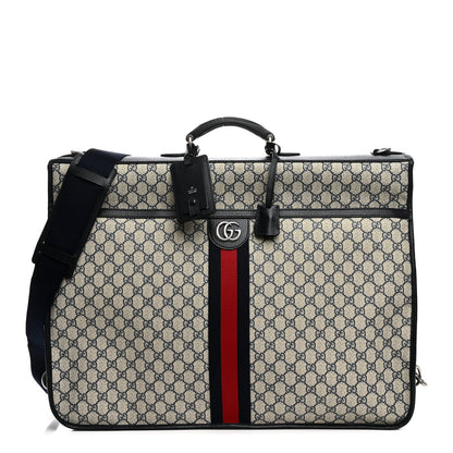 GG Supreme Monogram Web Savoy Garment Bag Beige Blue