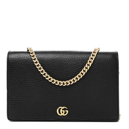 Calfskin Mini GG Marmont Chain Wallet Black