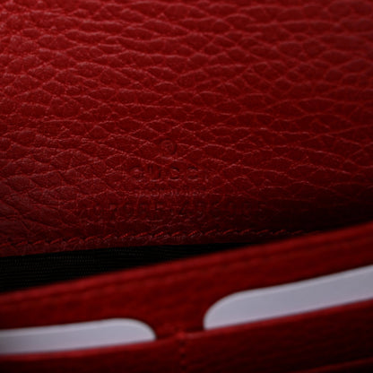 Dollar Calfskin Mini GG Marmont Chain Wallet Hibiscus Red