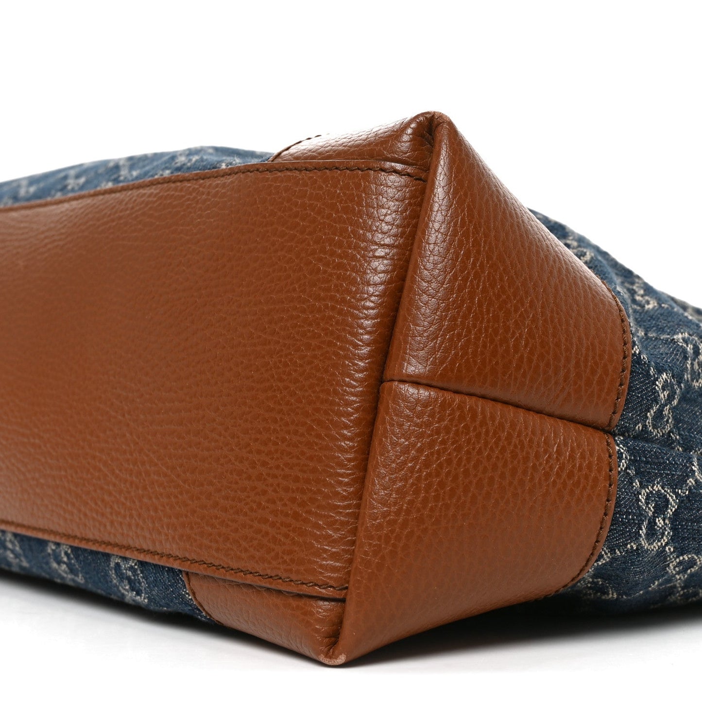 New Denim GG Monogram Medium Ophidia Shopping Tote Blue Tea Cuir