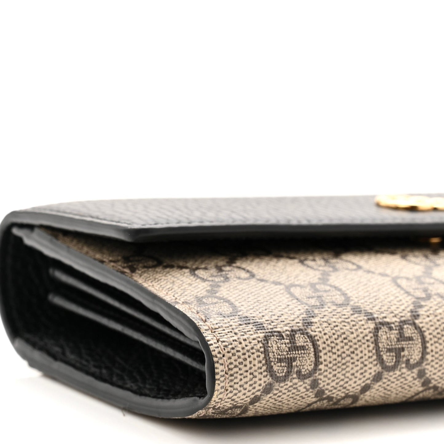 Dollar Calfskin GG Supreme Monogram Petite GG Marmont Wallet Chain Bag Black Beige Ebony