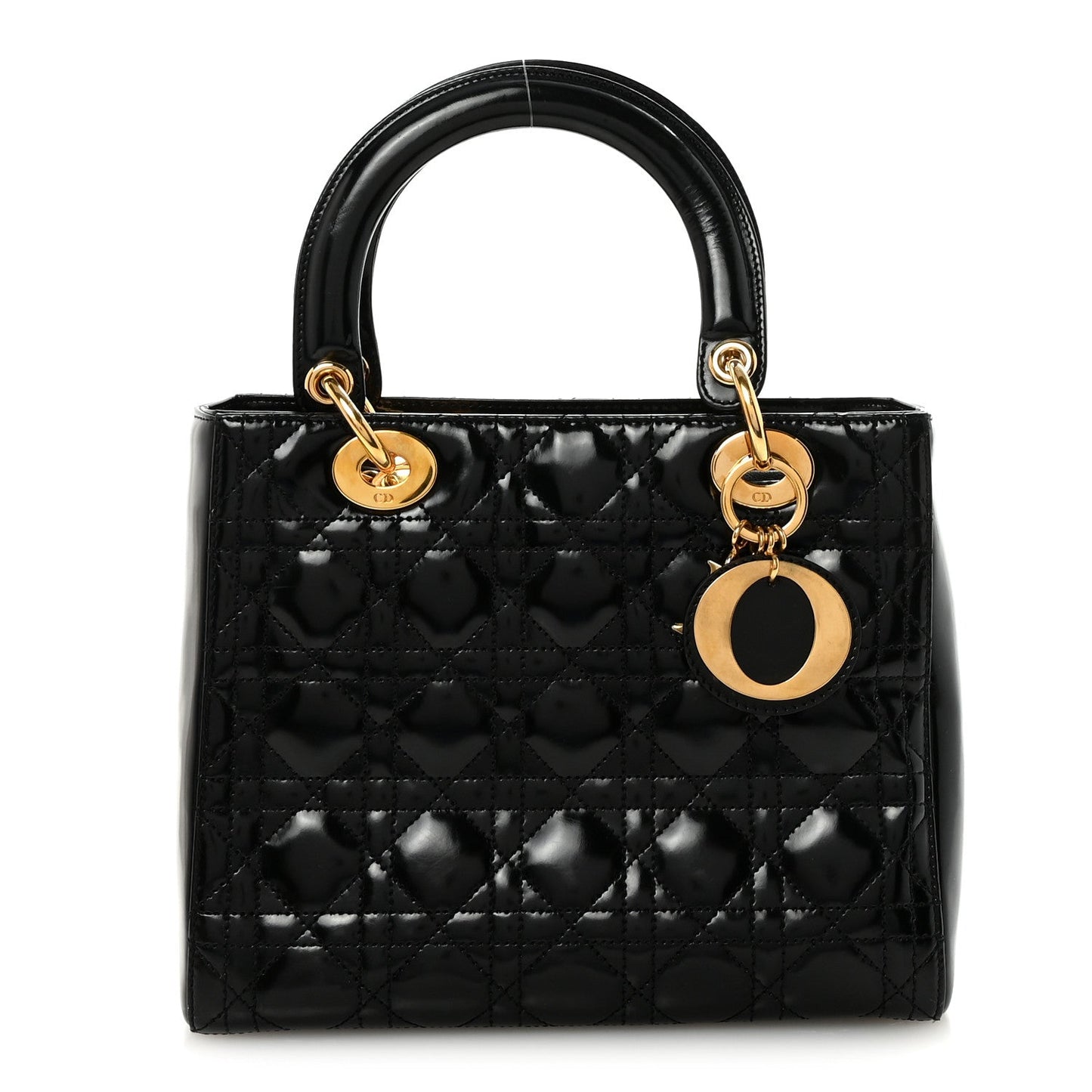 Patent Cannage Medium Lady Dior Black