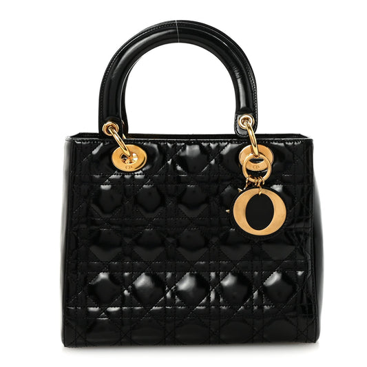 Patent Cannage Medium Lady Dior Black