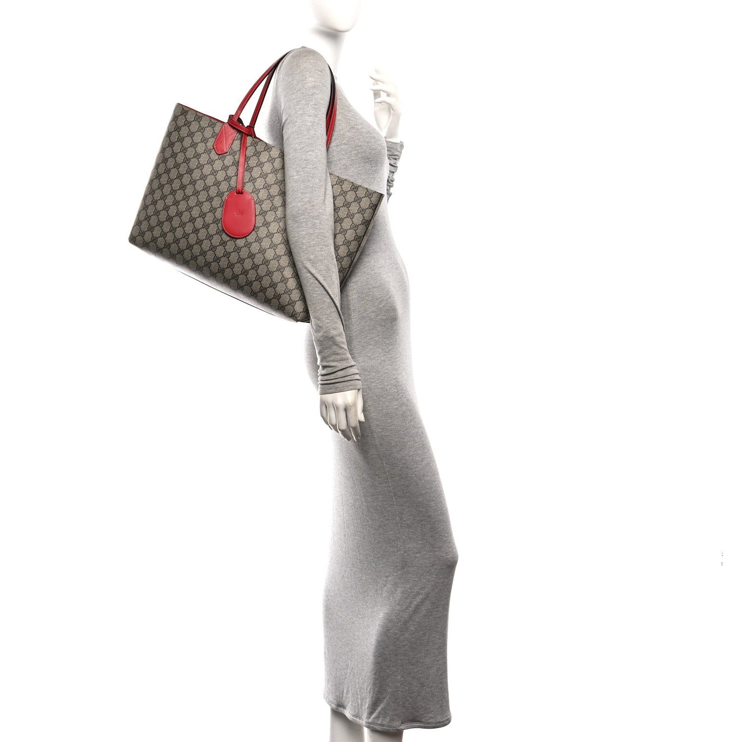 GG Supreme Monogram Medium Reversible Tote Beige Red