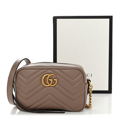 Calfskin Matelasse Mini GG Marmont Camera Bag Porcelain Rose
