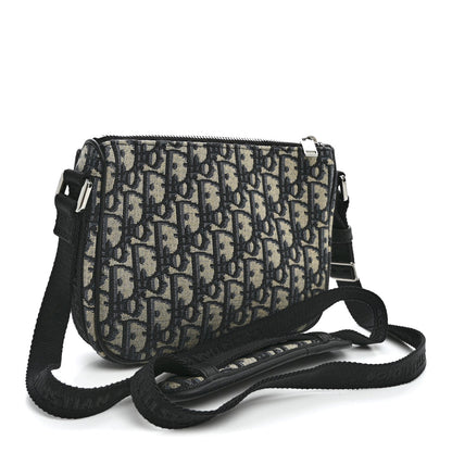 Oblique Jacquard Dior 8 Pouch With Strap Blue Black