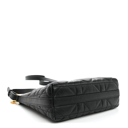 Calfskin Macrocannage Miss Caro Diorling Mini Bag with Chain Black