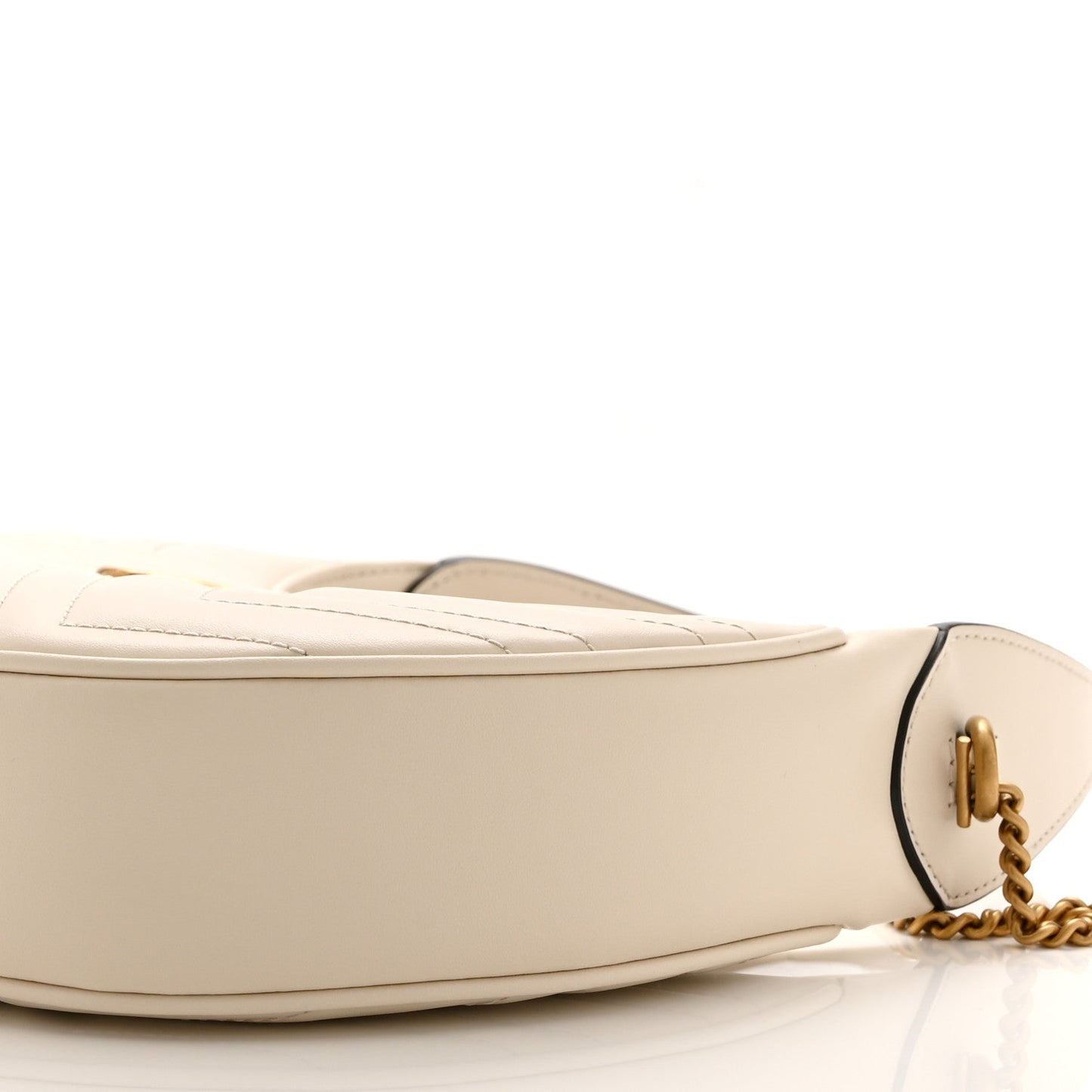 Calfskin Matelasse Chevron Mini GG Marmont Half Moon Hobo Mystic White