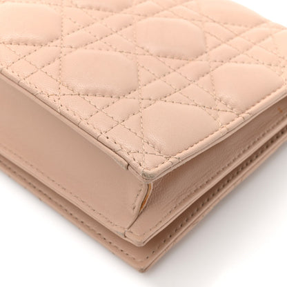 Lambskin Cannage Lady Dior Convertible Clutch Pink