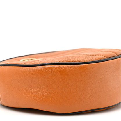 Azalea Calfskin Matelasse Diagonal Mini Torchon GG Marmont Round Shoulder Bag Cognac Black