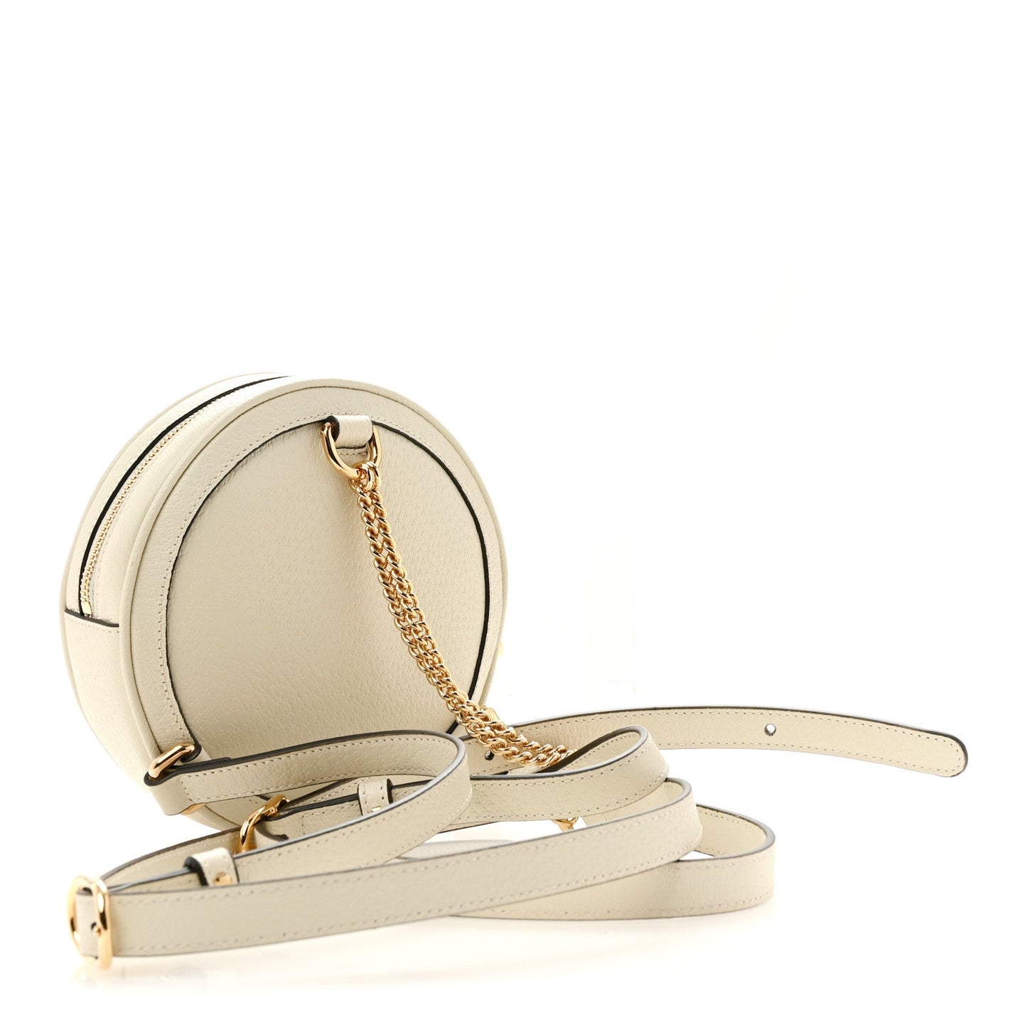 Textured Calfskin Web Mini Ophidia Round Backpack Mystic White