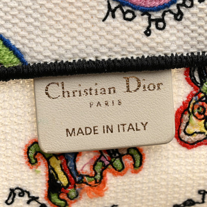 Canvas Embroidered Dragon Zodiac Medium Book Tote White Multicolor