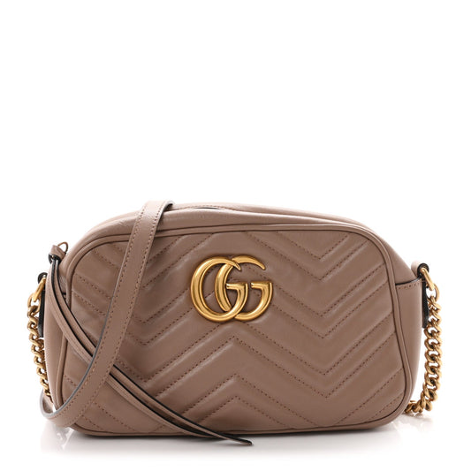 Calfskin Matelasse Small GG Marmont Chain Shoulder Bag Porcelain Rose