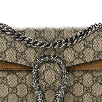 GG Supreme Monogram Suede Crystal Small Dionysus Shoulder Bag Beige Ebony Taupe