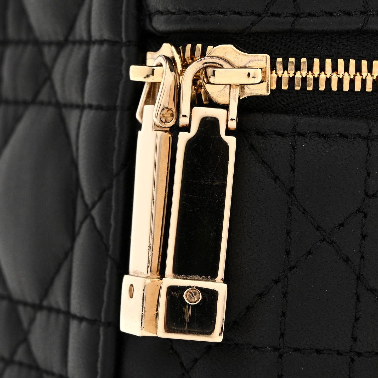 Lambskin Cannage Micro Lady Dior Vanity Case Black