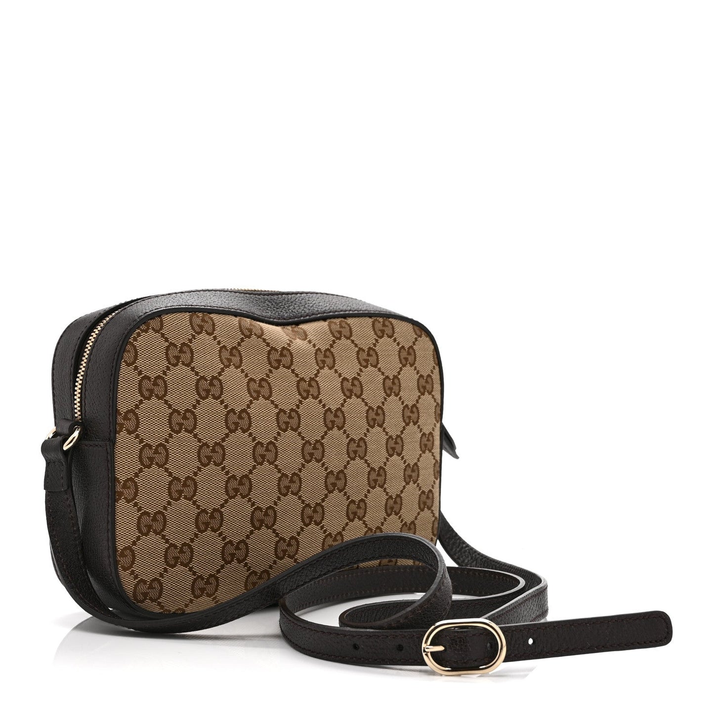 GG Supreme Monogram Web Small Webby Bee Shoulder Bag Dark Brown