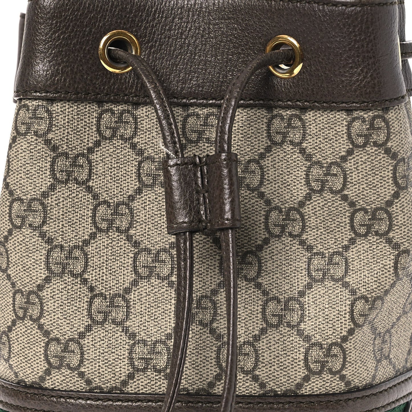 GG Supreme Monogram Web Mini Ophidia Bucket Bag Brown