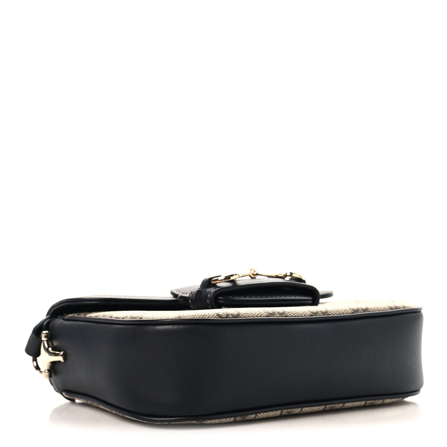 GG Supreme Monogram Horsebit 1955 Soft Small Shoulder Bag Beige Black