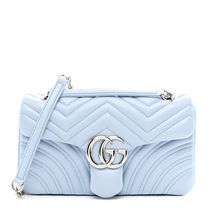 Lambskin Matelasse Medium GG Marmont Shoulder Bag Light Blue