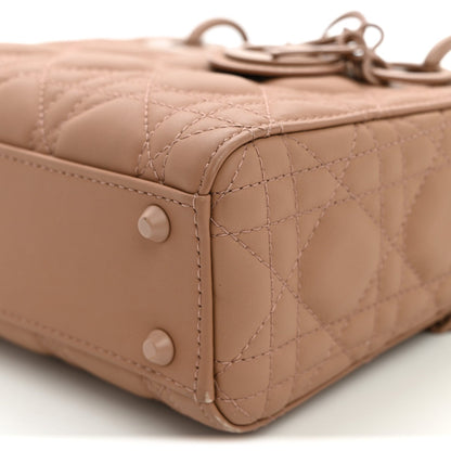Ultra Matte Calfskin Cannage Mini Lady Dior Light Beige