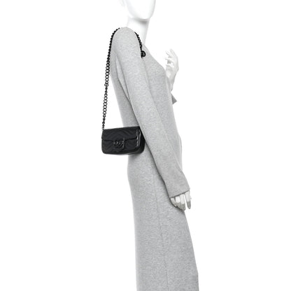Calfskin Matelasse Monochrome GG Marmont Chain Belt Bag Black