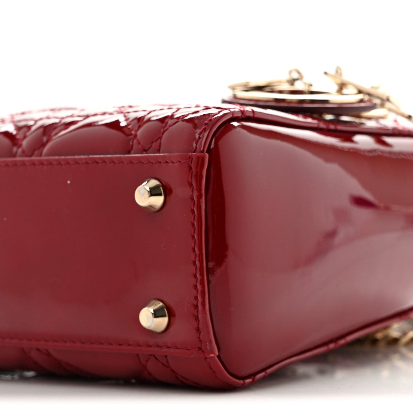 Patent Cannage Mini Lady Dior Red