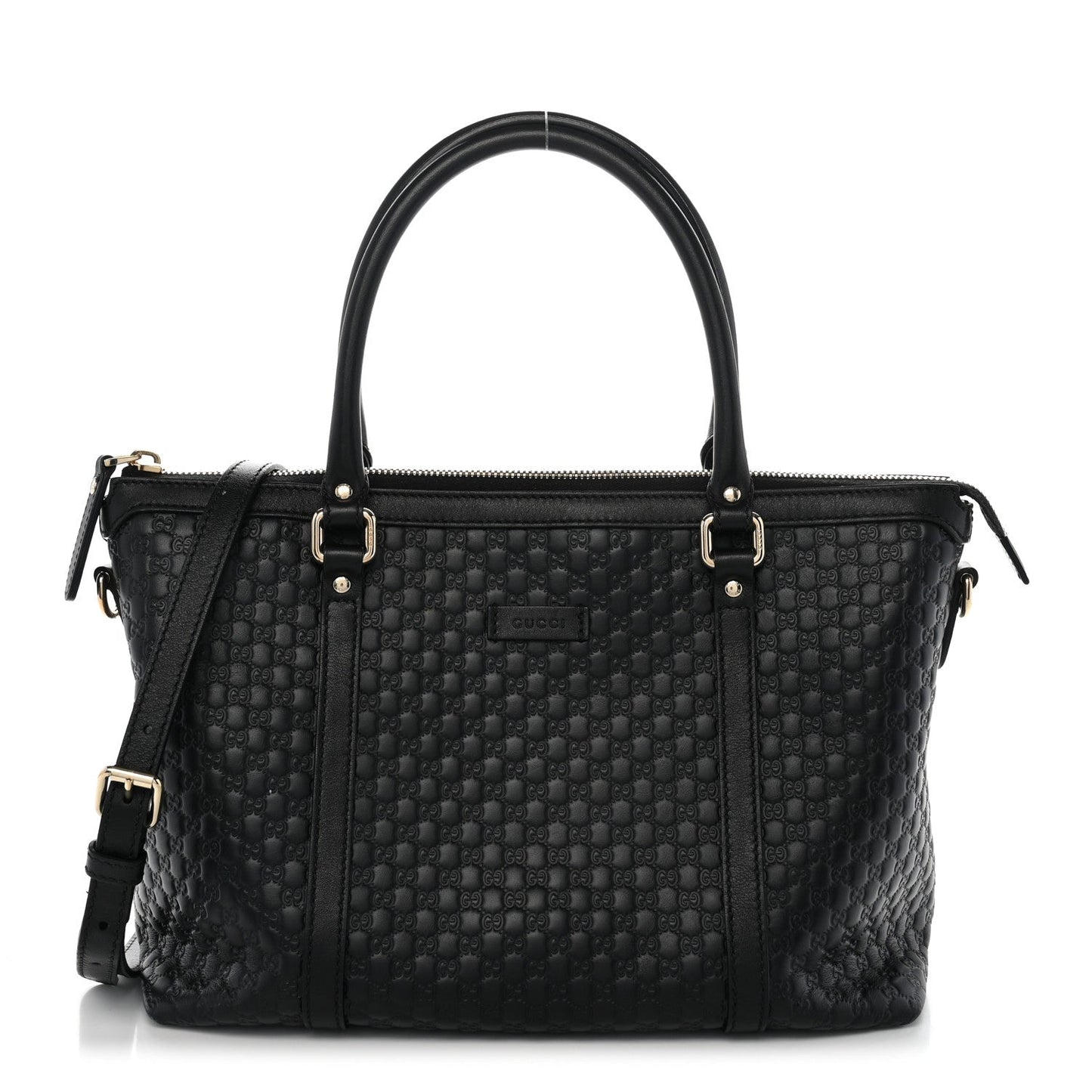 Soft Microguccissima Small Zippered Satchel Black