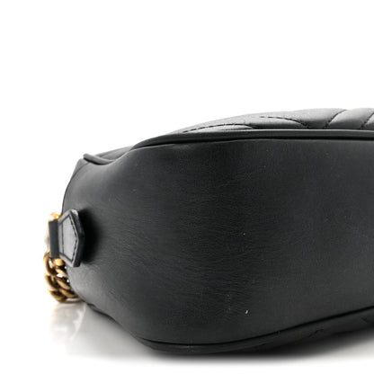 Calfskin Matelasse Small GG Marmont Chain Shoulder Bag Black