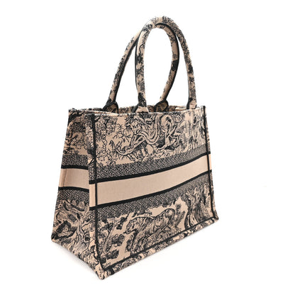 Canvas Embroidered Medium Dioriviera Toile De Jouy Book Tote Black