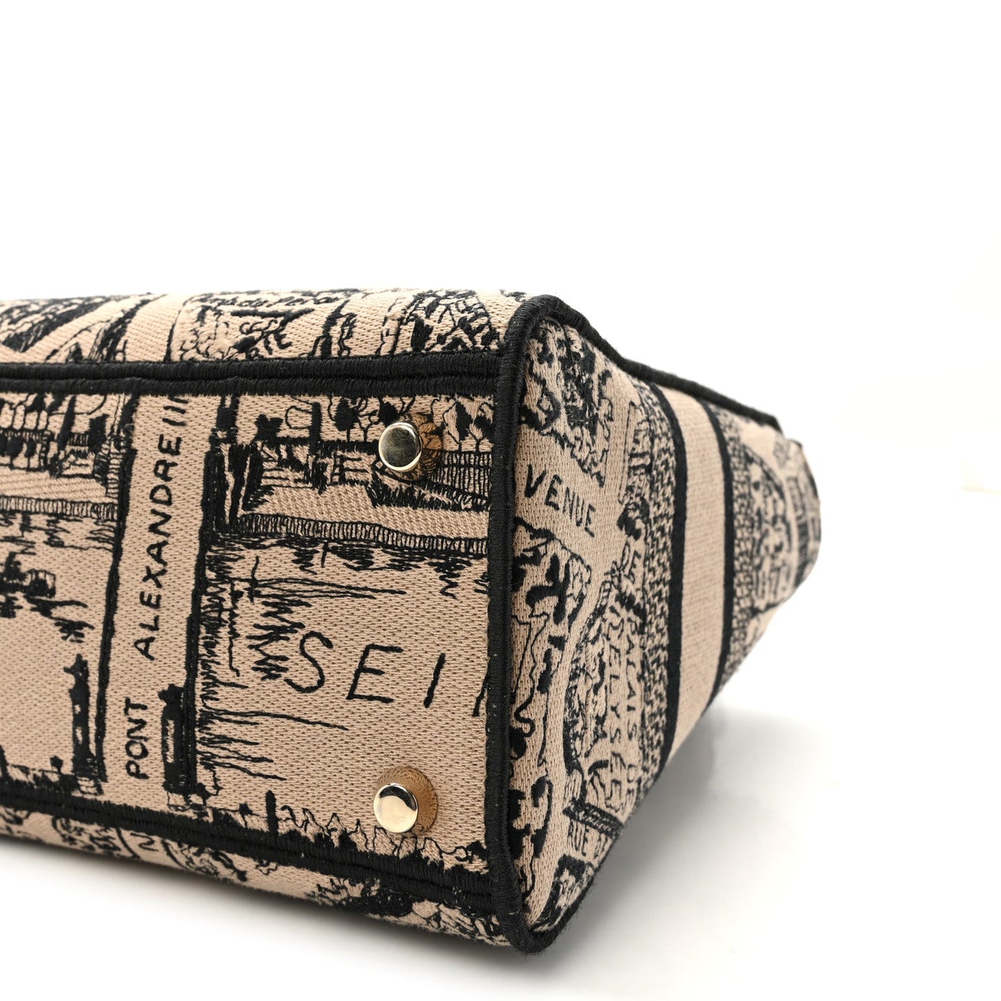 Canvas Embroidered Medium Plan de Paris Lady D-Lite Beige Black