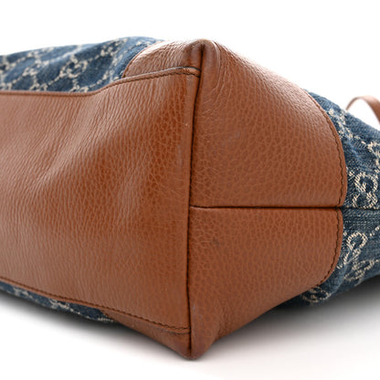 New Denim GG Monogram Medium Ophidia Shopping Tote Blue Tea Cuir