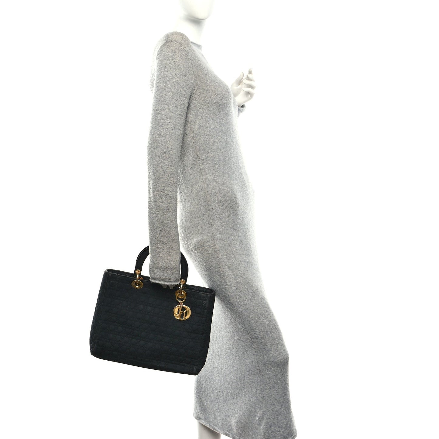 Nylon Cannage Large Lady Dior Black