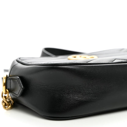 Calfskin Matelasse Mini GG Marmont Camera Bag Black