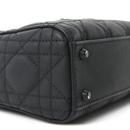 Ultra Matte Calfskin Cannage Mini Lady Dior Black