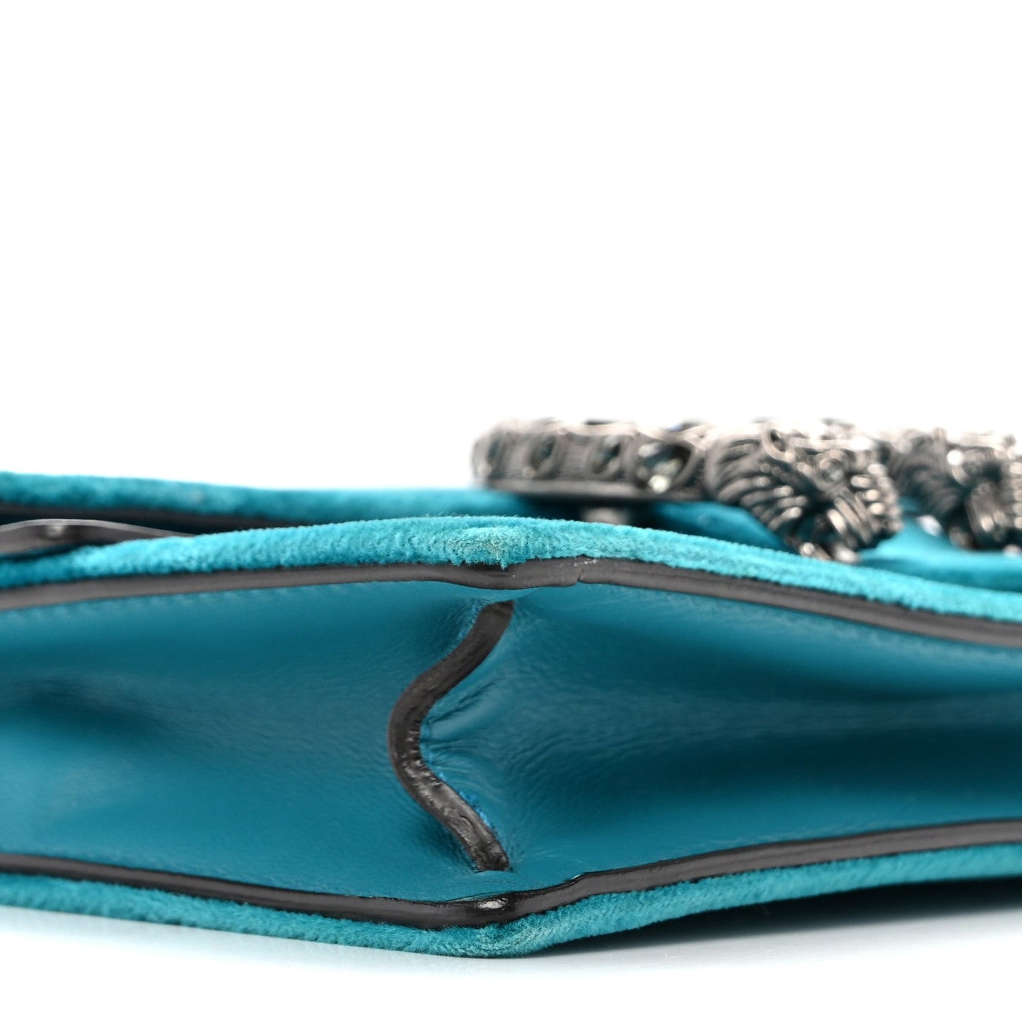 Velvet Super Mini Dionysus Shoulder Bag Pavone Cyan